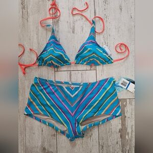 Speedo Multicolor Striped Bikini Set - NWT Vintage Stock XL